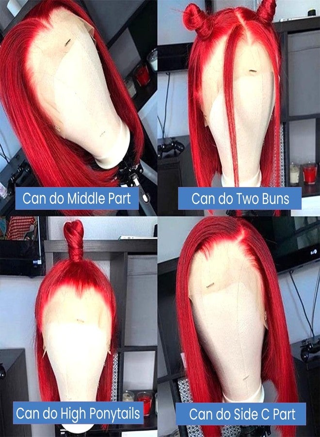 Ubetta Red Bob Wig Human Hair, 13x6 Lace Front Wigs Human Hair Pre Plucked Red Bob Wigs for Black Women 10 Inch 180% Density Slightly Bleached Knots Blunt Cut Lace Frontal Wig - Image 5
